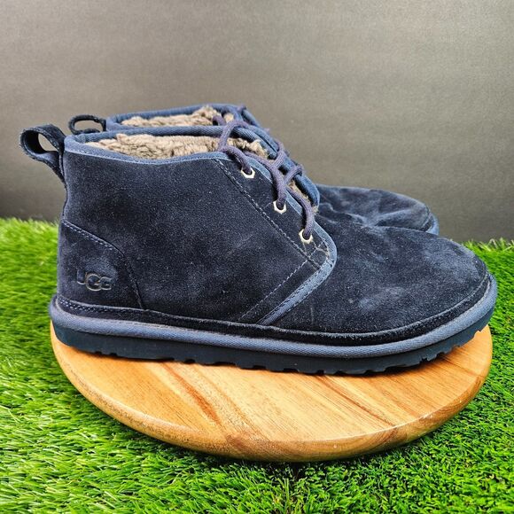 UGG Boots Neumen Chukka Mens 11 Navy Blue Lace Up Casual Ankle Top SN 3236 - Picture 1 of 12